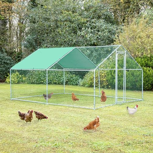 Chicken Run 3m X 4m 25mm Galvanized Poles by Cozy Pet Heavy Duty Metal Walk In Chicken Run Suitable for Chicken Coop Hens Rabbit Dogs Ducks & Chickens, Large Outdoor Poultry Cage Model CR03-4 (25mm)