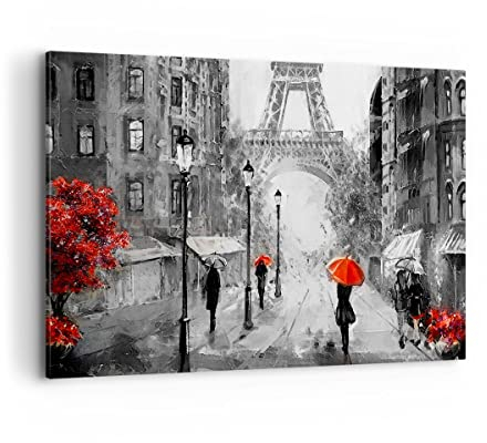 Wandbilder Dekoration Wohnzimmer Paris Stadt Zuhause Bilder auf Leinwand 120x80cm Leinwandbild Schlafzimmer Küche Deko Wand Kunstdruck Art Groß XXL Wanddeko Bild Wall Decor Canvas AA120x80-3942
