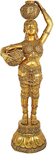 Exotic India Krishna's Gopi - Lechera (tamaño Grande), diseño de Escultura de latón