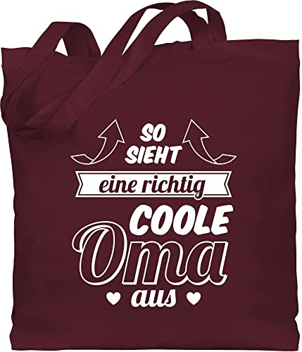 Shirtracer Baumwolltasche - Geschenk - So sieht eine richtig coole Oma aus Pfeile - Unisize - Bordeauxrot - omas geschenke für omi beste stoffbeutel ostergeschenke großeltern kleinigkeit grandma die