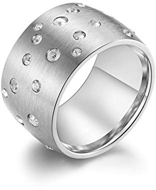 KnSam Ring Aus Edelstahl Breiter Ring Sternenhimmel Silber Ringe Für Unisex