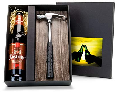Römer Präsente Geschenkset: Feierabend-Hammer, inkl. 1 Flasche Bier und echtem Werkzeughammer mit Flaschenöffner - ideal für Handwerker und DIY Meister!