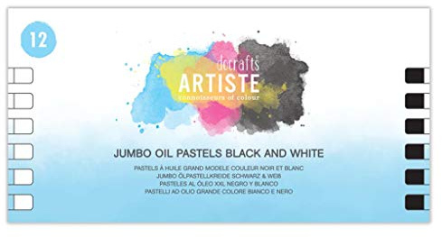 DOCRAFTS ARTISTE Jumbo Oil Pastels, Black and White, Pack of 12, Art, Drawing, Sketching, Artist Supplies