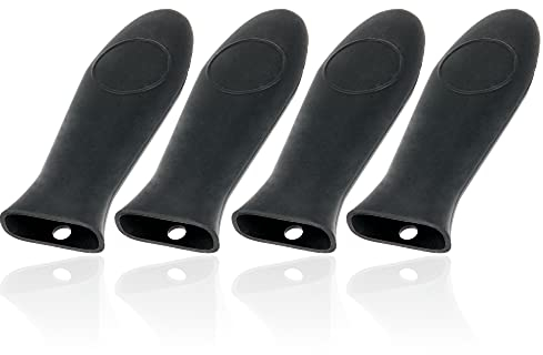 BBQ-Toro Silikon Griff für Pfannen (4 Stück) | 14,5 x 5 cm - schwarz | hitzebeständig | Pfannengriff Hitzeschutz, Silikongriffe für Pfannen, Silikon Griffschutz, Pfannen Halterung