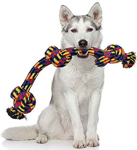 BPS Nudo Algodón Juguete Cuerda para Perros Tamaño Grande de Algodón para Salud Mental Dental del Perro Limpieza Dientes (Juguete Cuerda) Color al Azar BPS-8512