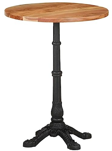 vidaXL Akazienholz Massiv Bistrotisch Bartisch Stehtisch Esstisch Tisch Tresentisch Küchentisch Bartresen Holztisch Ø60x76cm Gusseisen