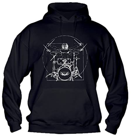 Social Crazy Felpa con Cappuccio Bambino Ragazzo Basic Top qualità Top vestibilità - Drummer Batterista - novità Fashion Divertenti Humor Made in Italy