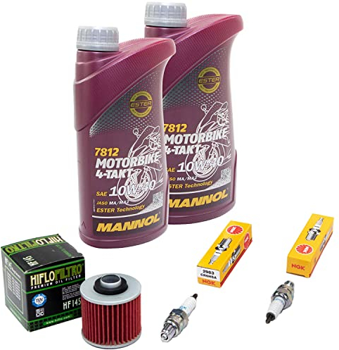 Wartungspaket Öl 2L + Ölfilter + Zündkerzen für Yamaha XV 125 XV125 Virago 5AJ Baujahr 1997-2002