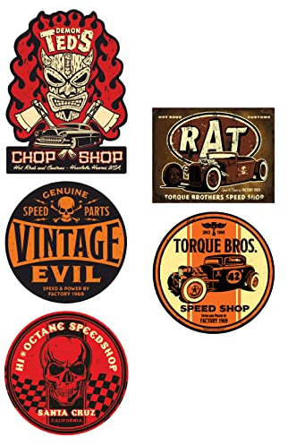 cut-it folientechnik & design MG650 / 5X Tiki Aufkleber 9cm Hotrod Kult Sticker Skull Vintage Evil Rat Rod Ratte USA V8 Oldschool Oldtimer