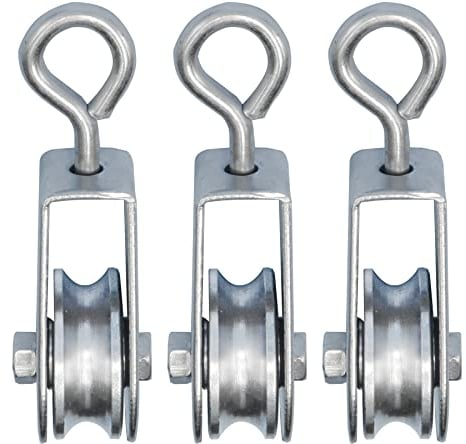 3 Stück Umlenkrolle klein Stahlseil mit Kugellager, Seilrolle für 1-6mm Seile, Verzinkter Stahl…