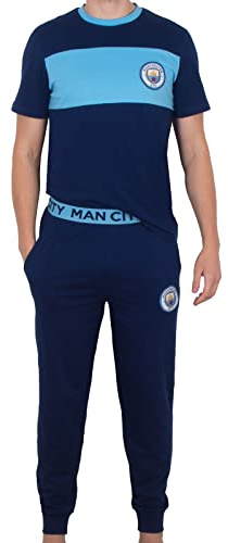 MANCHESTER CITY Mens Pyjamas Long Premium Set Official Football Gift