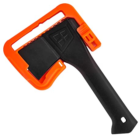 Mivos Accetta Ascia da Campeggio 580 g con Lama in Acciaio al Carbonio e Manico in Fibra di Vetro - Lunghezza 23 cm - Piccola Ascia Universale con Protezione della Lama - Accetta da Legno