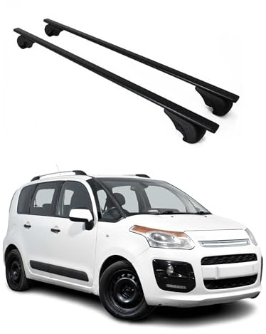 OMAC Dachträger für Citroen C3 Picasso 2009-2016 Stahl 2 Stangen Schwarz | Abschließbar, bis 75 kg Traglast, Querträger, Grundträger