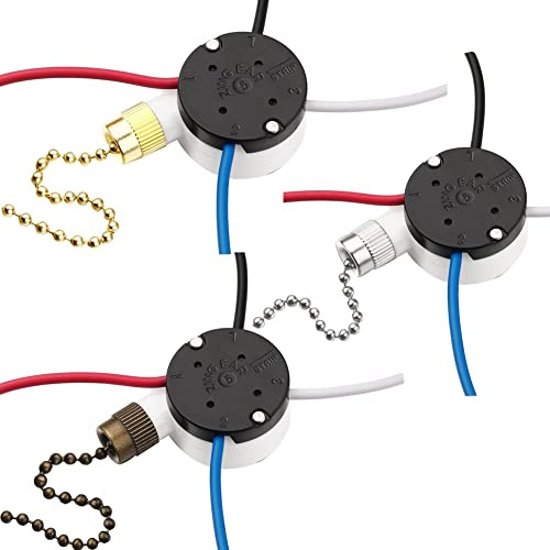 JUJNE 3 Stück Ze-208S E89885 3 Geschwindigkeiten 4 Draht Zugkettenschalter Deckenventilator Lichtschalter Ersatzteil A