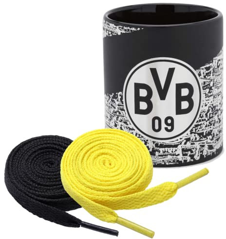 BVB Tasse Südtribüne + 2 Paar Fan-Schnürsenkel