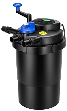 VIVOSUN - Filtro bio-pressione per laghetto, fino a 2100 galloni, sistema di filtraggio per laghetto con comoda manovella di pulizia per giardino, piscina, laghetto, nero