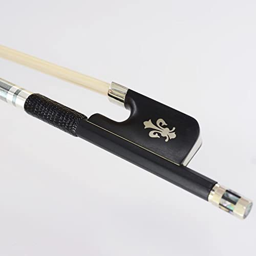 Vingobow 4/4 Kohlefaser-Viola-Bogen, natürliches Rosshaar, handgefertigter Viola-Bogen, gut ausbalanciert mit Ebenholz-Fleur-de-Lis Frosch für alle Fähigkeitsstufen