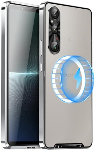 YZBYFON Metallhülle für Sony Xperia 1 V (2023) mit MagSafe, Dünne Schutzhülle Metall Bumper Case Matte durchscheinend Kameraschutz Anti-Kratzer Anti-Staub Schutzhülle für Sony Xperia 1 V (Silber)