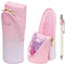 Sonic Utlim Sma-Sta Lilou G Pen Case + Pentel EnerGel Clena Pen Bundle, Kawaii Makeup Bag, Pencil Pouch Flips Open Into Stand for Smartphone, Cosmetics, Art Supplies, and more, FD-3417-P, Pink