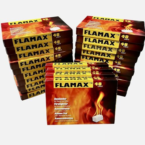 18x 48er Pack Kaminanzünder Anzündwürfel Grillanzünder Kohleanzünder Kohlenanzünder Ofenanzünder Feueranzünder für Ofen, Kamin, Grill & Kaminofen, Holzkohle, Holzwolle + 1 Bildmagnet