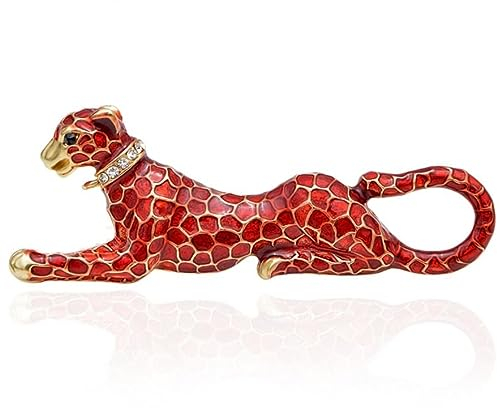 YAHOYA Mode Nouveau Design Rouge Léopard Émail Broches pour Femmes Luxe Vive Animal Pins Manteau Accessoires Sac Bijoux Broche Cadeau