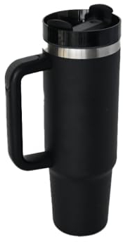 Tumbler with straw Lid & Handle (Black)