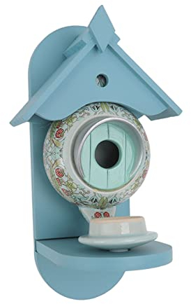 Decorative Hanging Birdhouse, Wooden Ceramic Teapot Decoration Bird House and Feeder Outside Teapot Birdhouse Feeder for Garden Yard