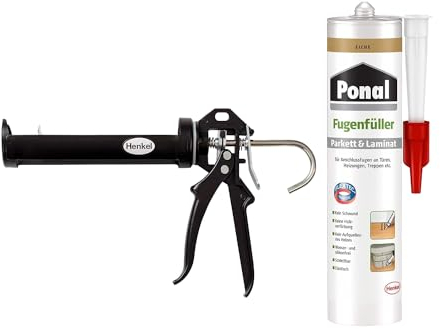Ponal Parkett & Laminat Fugenfüller Eiche, elastische Fugenmasse, lösemittel- und silikonfreie Dichtmasse (1x280ml) Kartusche & Pattex Profi Metall Kartuschenpistole