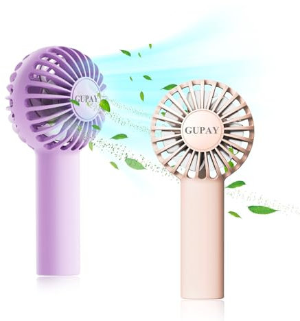 GUPAY Hand Held Fans 2 Pack, Portable USB Rechargeable Fans with 3 Speeds 3 in 1 Mini Handheld Fan with Hanging Lanyard, Personal Small Desk Fan for Home Office Bedroom Outdoor Travel
