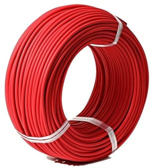 Trunking Solid 10 AWG 100 Meters Black or Red Solar Cable 6mm Square Solar Panel Extension Cable Copper Wire Connector Loom (Color : 100 Meters Red, Size : 10awg)