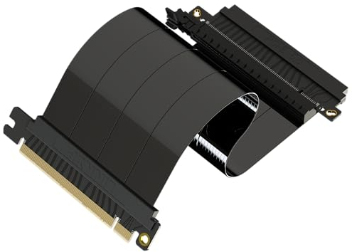 LINKUP - AVA5 PCIE 5.0 Riser-Kabel | RTX5090 RX9070 GPU Bereit | x16 128GB/s Geschwindigkeit | PCIe 4.0 Kompatibel | Entwickelt für ITX | Einzelne Umgekehrte Gerade Schwarz 24cm (Gesamtlänge 27.5cm)