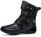 Stivali da Moto Alti per Unisex, Stivali protettivi Impermeabili in Pelle Microfibra da Cross, Comodi Stivali da Motocross Traspiranti,Nero,44