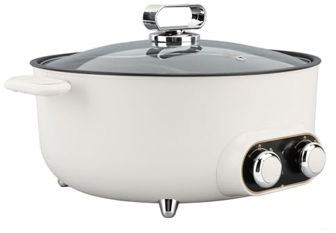 Poêle électrique, Ustensile de Cuisine 2000 W, Casserole électrique Antiadhésive avec Double Face, Grande capacité, Poêle Multifonction pour la cuisson. (Prise UE AC 220V)