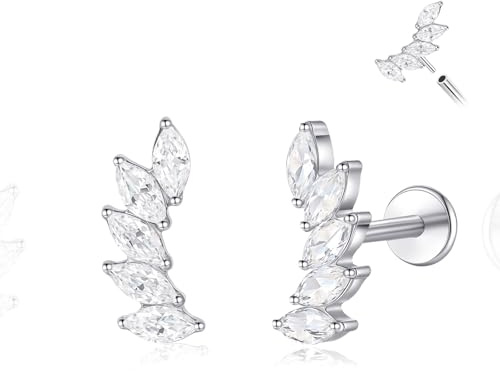 limerencia G23 Threadless Push-in Flat Titan Piercing Ohr,18G 6mm/8mm Hypoallergenes Flaches Chirurgenstahl Piercing-Stecker Ohrstecker für Tragus Helix