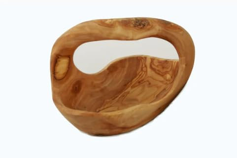 Cesta de frutas con asa, cuenco decorativo de madera de olivo hecho a mano con asa, diseño único, acabado natural, perfecto para servir exhibición, decoración del hogar, respetuosa con el medio