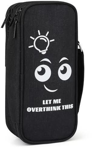 Wzone Federmäppchen Großer Kapazität mit Organizer 5 Fach für Jungen Mädchen, Pencil Case Schreibtisch Organizer Schule & Büro Studentin, LET ME Overthink This