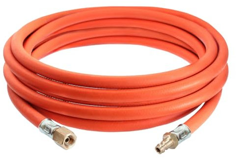 MUOHAVA Industrial Gasschlauch mit Schelle 1/4 lks und Steckkupplungen, Propan Butan Gasschlauch 300cm mit Ø6.3mm Steckkupplungen