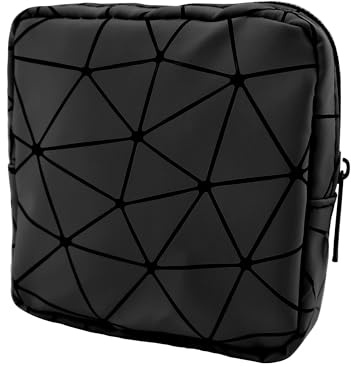 Desenda Makeup Bag Sanitary Napkin Storage Bag with Zipper, Waterproof Women Period Bag Feminine Product Pouch Tampon Sanitary Pad Pouch Cosmetic Organizer Bag for Teen Girl Gift - Black