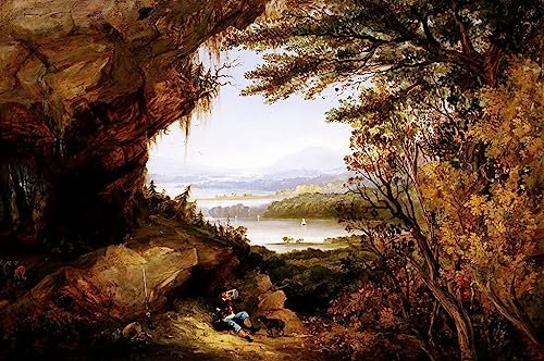 RZHRHJES Leinwand Druck Wand Vintage Leinwand Wandkunst Leinwand Wandkunst Poster Szene auf dem Hudson Rip Van Winkle von einem berühmten Maler Wandkunst Dekorative für Wanddekoration 60x90cm