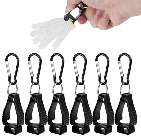 6 Stück Handschuhe Halter, Arbeitshandschuh Grabber Clip | Sicherheitsarbeitsclips,Handschuh Halterung Gürtel, Multifunktional Tragbar Handschuh Clips, Für Helme, Schwarz, 95 * 22 mm