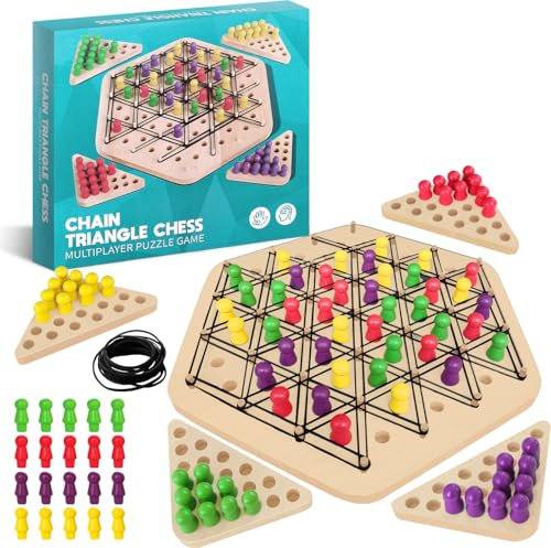 Triangle Chess, Triangle Chain Game, Klassische Desktop-Brettspiele, Logik Spiele für 2-4, Geschenke für Kinder