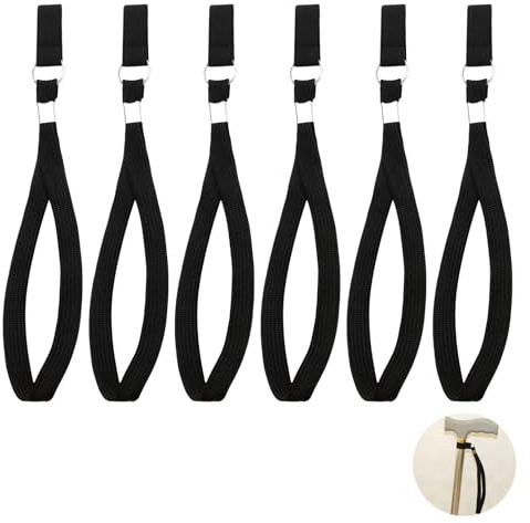 HotoPink Lot de 6 sangles de poignet noires pour cannes de marche, accessoires pour cannes de marche, Noir , taille unique