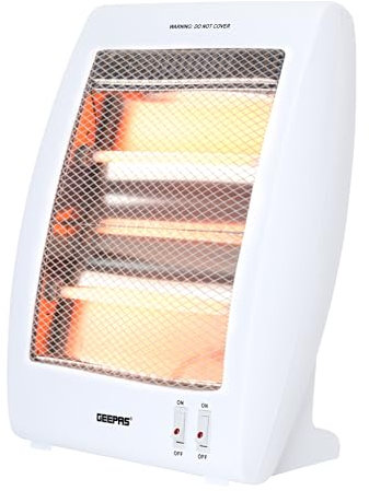 Geepas Quartz Halogen Heater | Compact Energy Efficient Electric Heater | 2 Heat Settings 400W/800W | Safety Tip Over Switch & Low Running Cost | Portable Room Heater for Home Caravan Office
