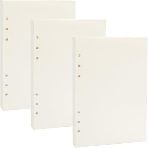 135 Blätter A5 Nachfüllpapier Liniert, BetterJonny Nachfüllbare Refill Paper Nachfülleinlagen 6 Löcher Nachfüllbare Notizpapier A5 Ringbuch Nachfüllbar Papier für Notizbuch Tagbuch Malerei, Blank