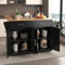 Seyakany Isla de cocina con ruedas, euble de cocina con bandeja abatible, aparador, con patas de madera intercambiables, ideal para la cocina y el comedor, 120 x 46 (70) x 91 cm (negro)