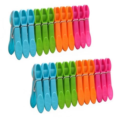 Mollette per bucato, 48 mollette per bucato con molla resistente, mollette in plastica antiscivolo in 4 colori, resistenti alla ruggine