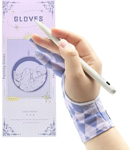Drawing Glove for iPad, 3-Layer Palm Rejection Artist Glove Right Left Hand | Two Finger Digital Art Glove for Graphic Drawing Tablet, iPad, Monitor Painting, Paper Sketching(Size M, Purple)