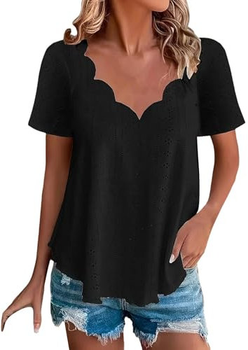 T Shirts Donna in Saldo Offerte di Primavera Blusa Fucsia Donna Elegante Bluse Eleganti Particolari Curvy Rossa Verde Militare Celeste Cotone Maglia Maniche Corte Aderente Marrone