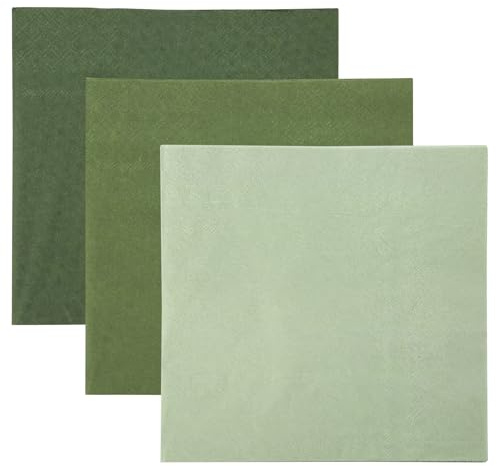 AIDUCHO 120 Stück Servietten Grün, Servietten Salbeigrün 33x33cm, Einwegservietten Eukalyptus Grüne Papierservietten, Tischdeko Salbeigrüne für Hochzeit, Geburtstag, Party, Abendessen (3 Farben)