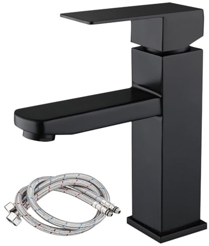 Mineup Baño Grifo Negro, Grifo Lavabo Negro, Grifo Lavabo Cascada Con Dos Mangueras, Grifo Bañera Baño, Monomando De Lavabo